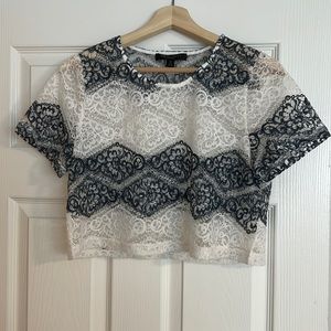 Romeo + Juliet blue and white crop top